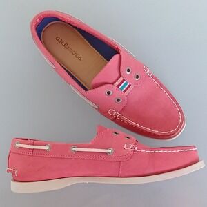 GH Bass & Co Skipper Boat Shoes Coral Pink Leather Slip-On Women's 10M